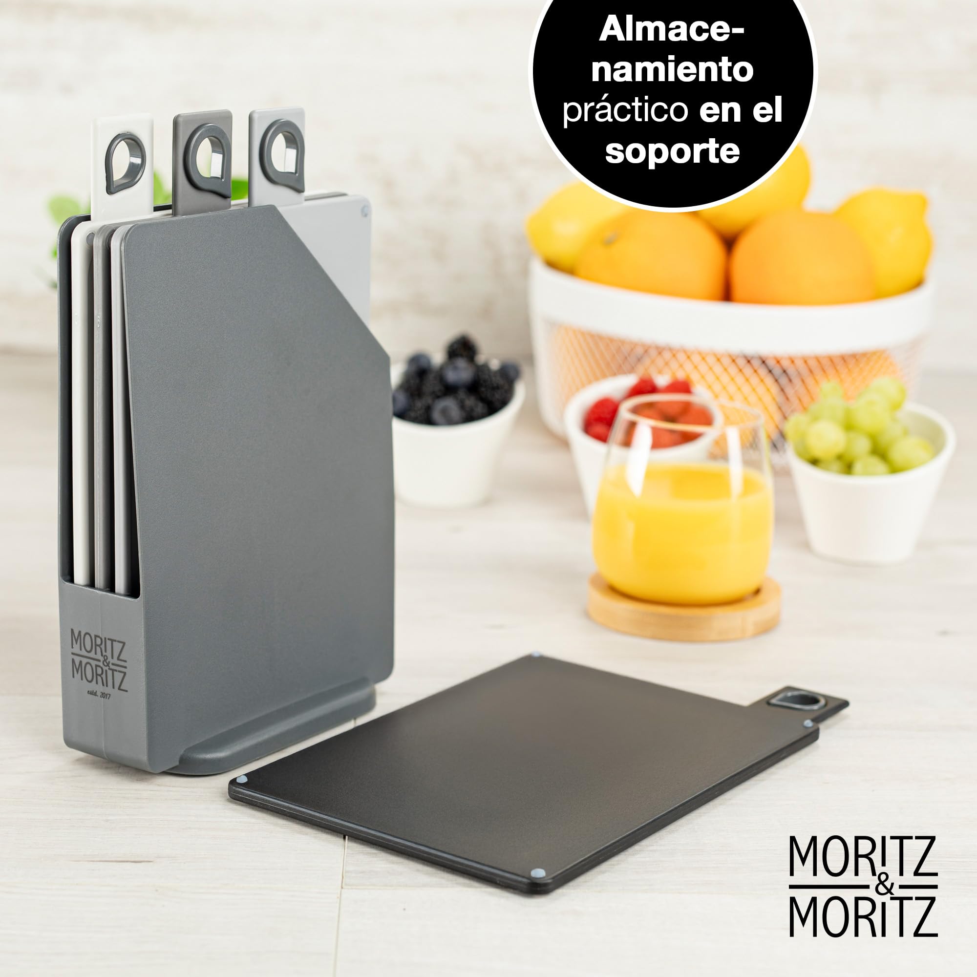 Moritz & Moritz 4x Tabla de Cortar Cocina 20,5 x 14,5 cm con Soporte Antideslizante