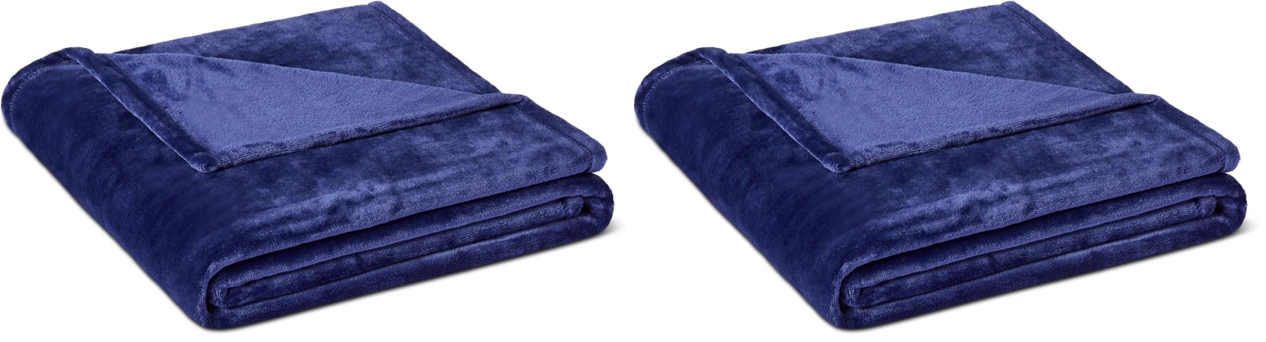 Amazon Basics Throw Blanket, Ultra-Soft Flannel Fleece Microfiber, Lightweight Cozy for Couch Sofa Bedroom, Fade-Resistant, 50 x 60 Inches, Navy (Pack of 2)