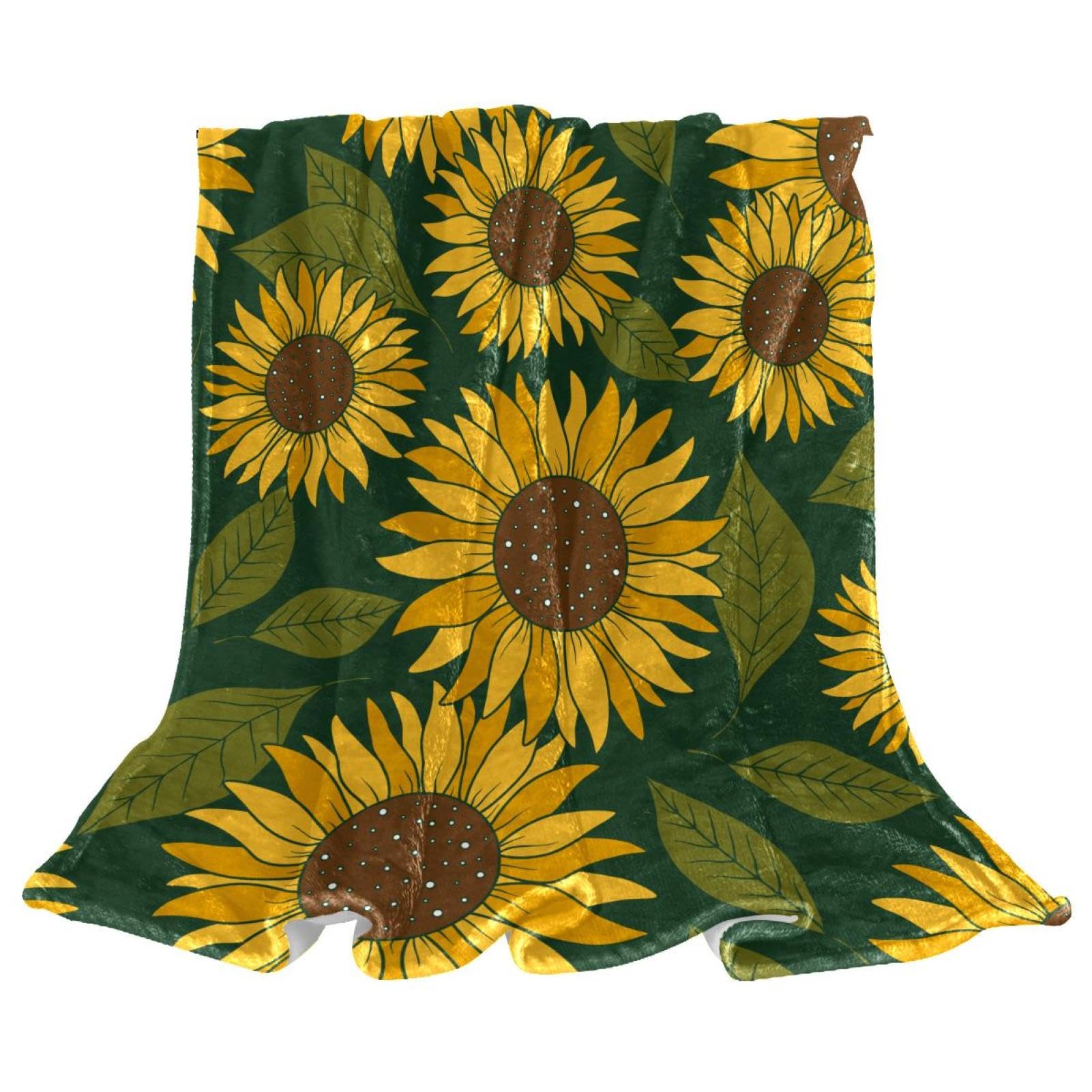 Couverture Polaire Tournesols Contre le Froid sur le Canapé du Salon