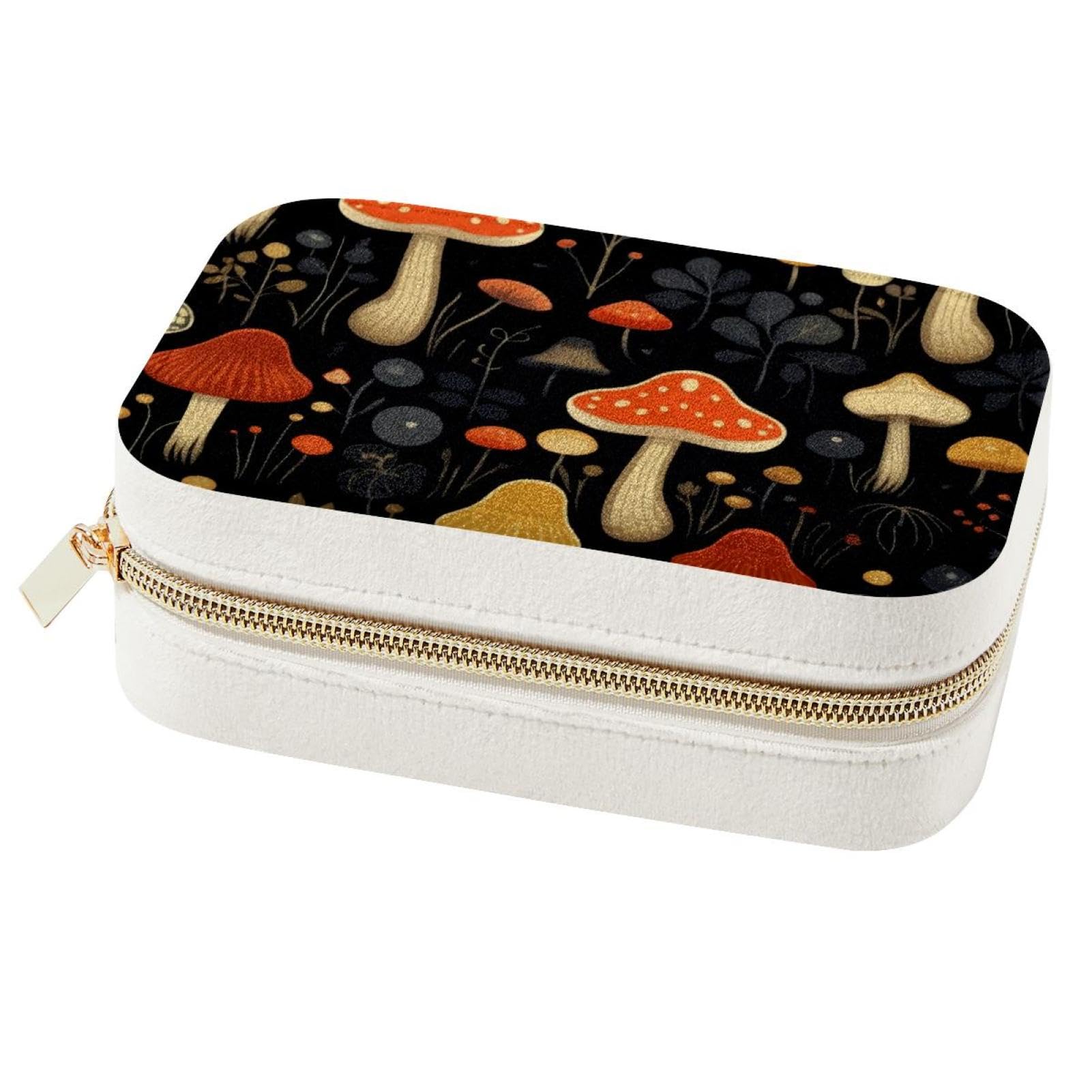 Boîte à bijoux champignon noir spacieuse et voyage
