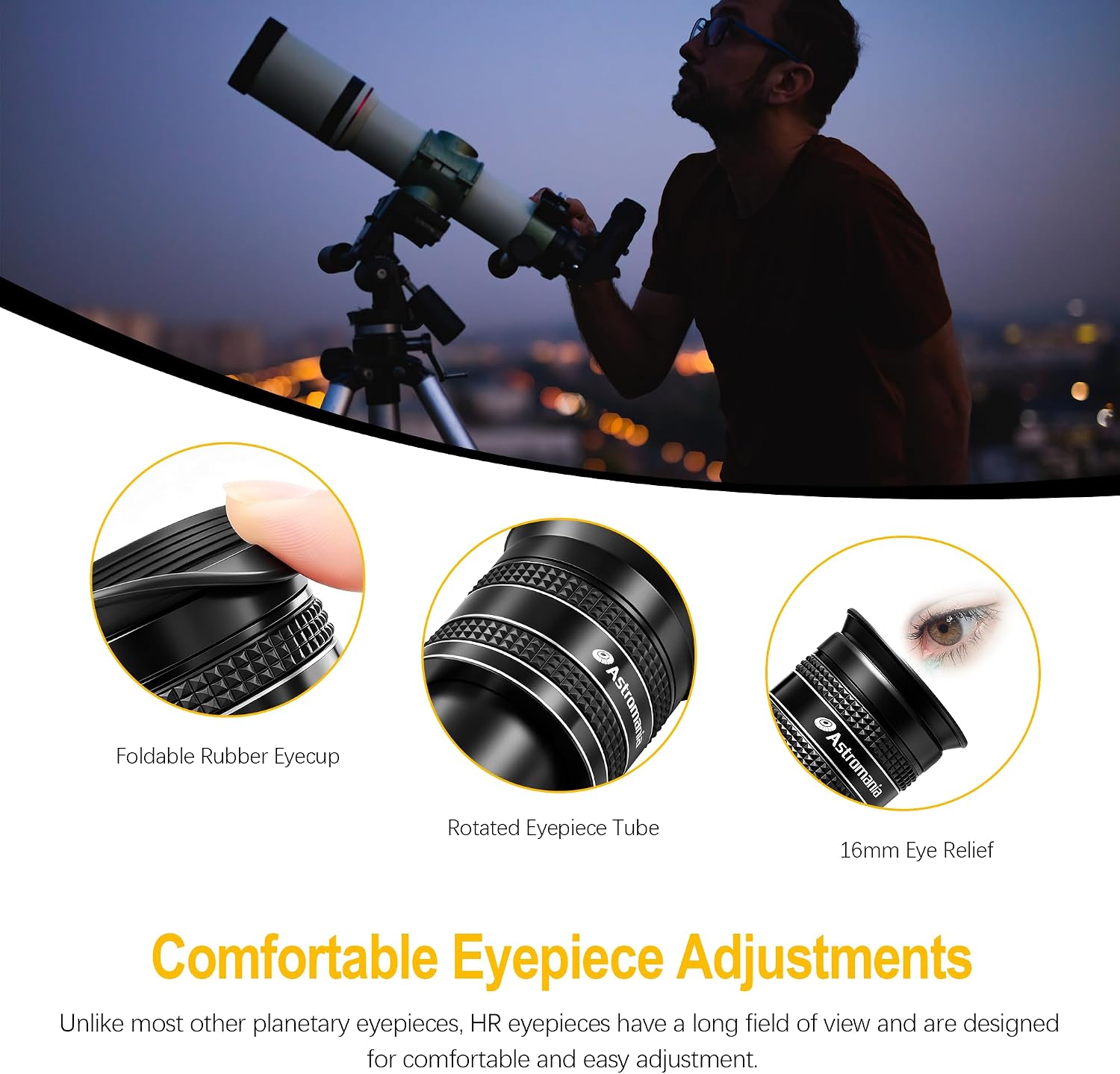 Astromania Telescope Eyepiece 9mm, Wide Angle 58° Planetary Eyepiece 1.25" image 4