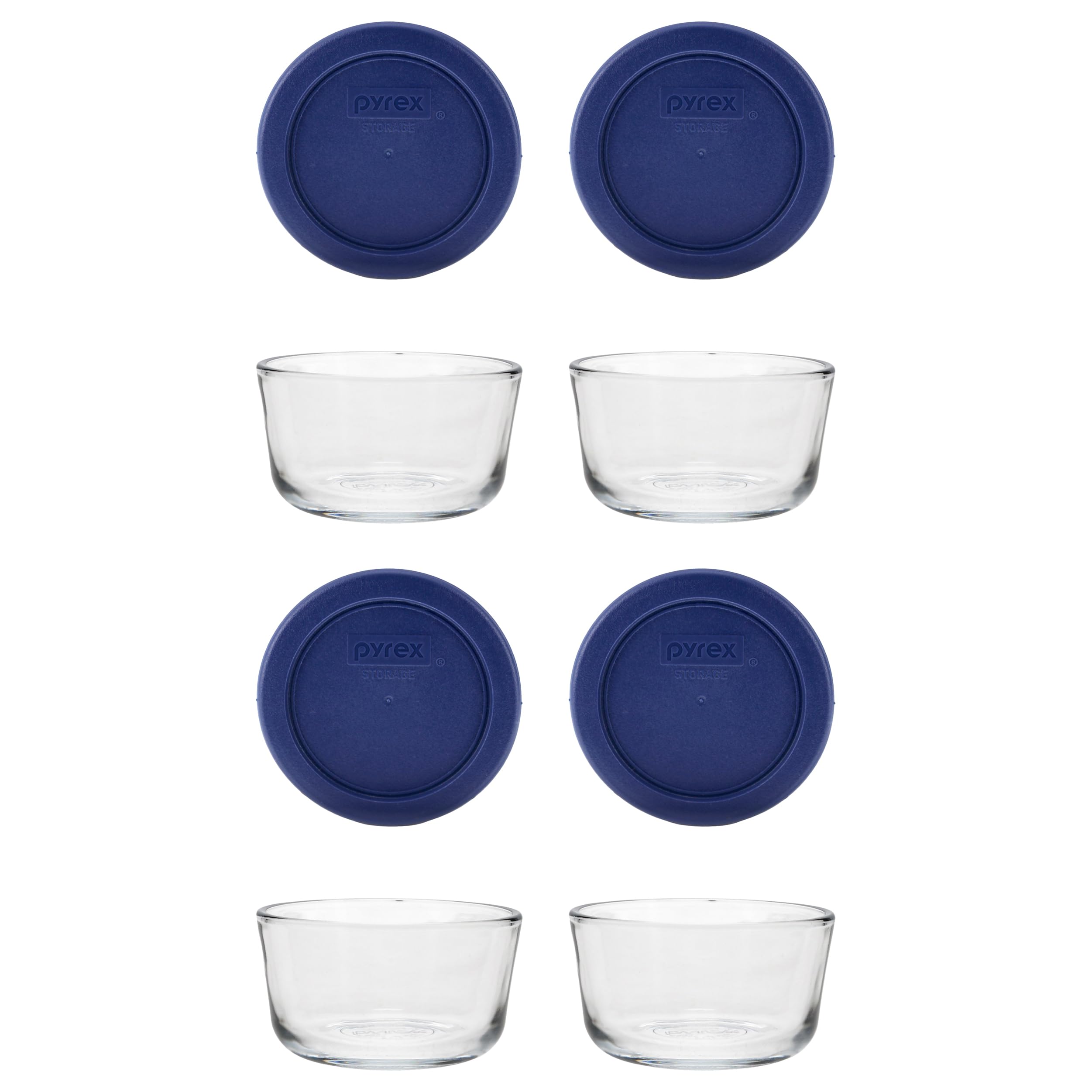 Amazon.com: Pyrex 7202 1-Cup Glass Bowls & Dark Blue Lids (4-Pack