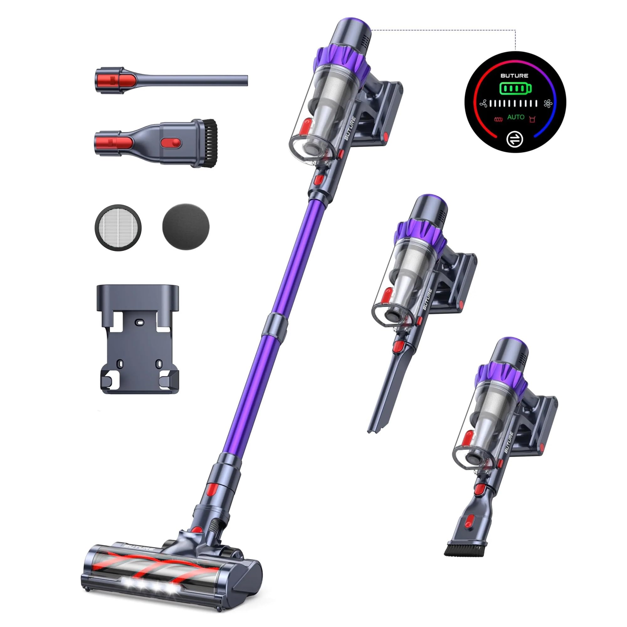 EtliN 33Kpa 450W Handheld Cordless Vacuum Cleaner Automatically Adjust Suction 1.2L Dust Cup Compatible with Pet Hair/Carpet/Hard Floor