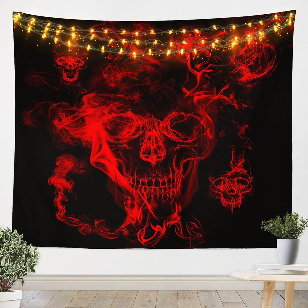Feelyou Skull Wall Blanket for Boys Men Bedroom Decor 3D Skeleton Bones Print Wall Hanging Adults Teens Personalized Gothic Style Skull Tapestry Black