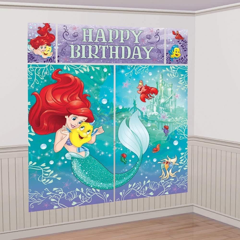 New Art LITTLE MERMAID SCENE SETTER Happy Birthday Party Wall Decoration DISNEY ARIEL