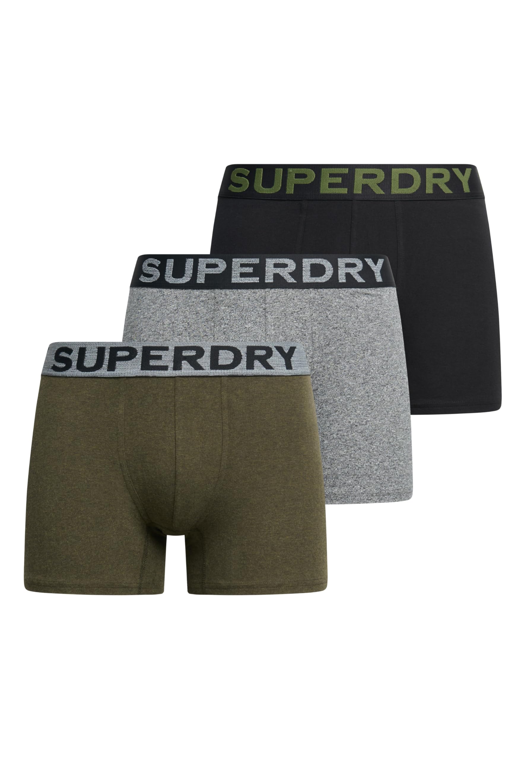 Superdry Men's BOXER TRIPLE PACK Boxer Shorts, Asphalt Grit/Winter Kahki Grit/Black,