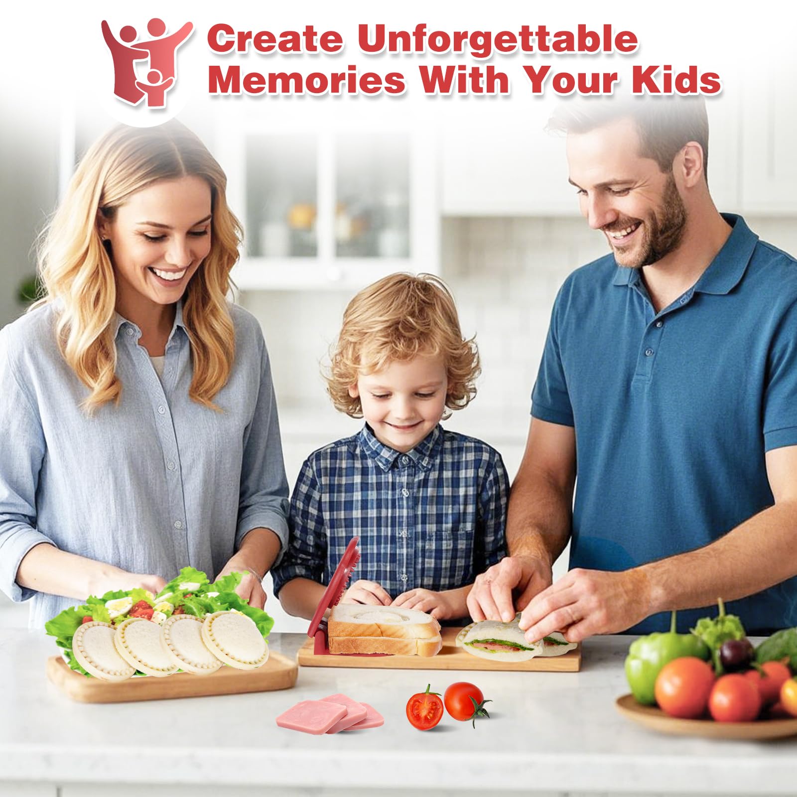Cortador y sellador de sándwich a prueba de fugas y sin BPA para PB&J, herramienta de cocina redonda sin corteza, máquina de aperitivos para almuerzo para niños para galletas, masa de 2
