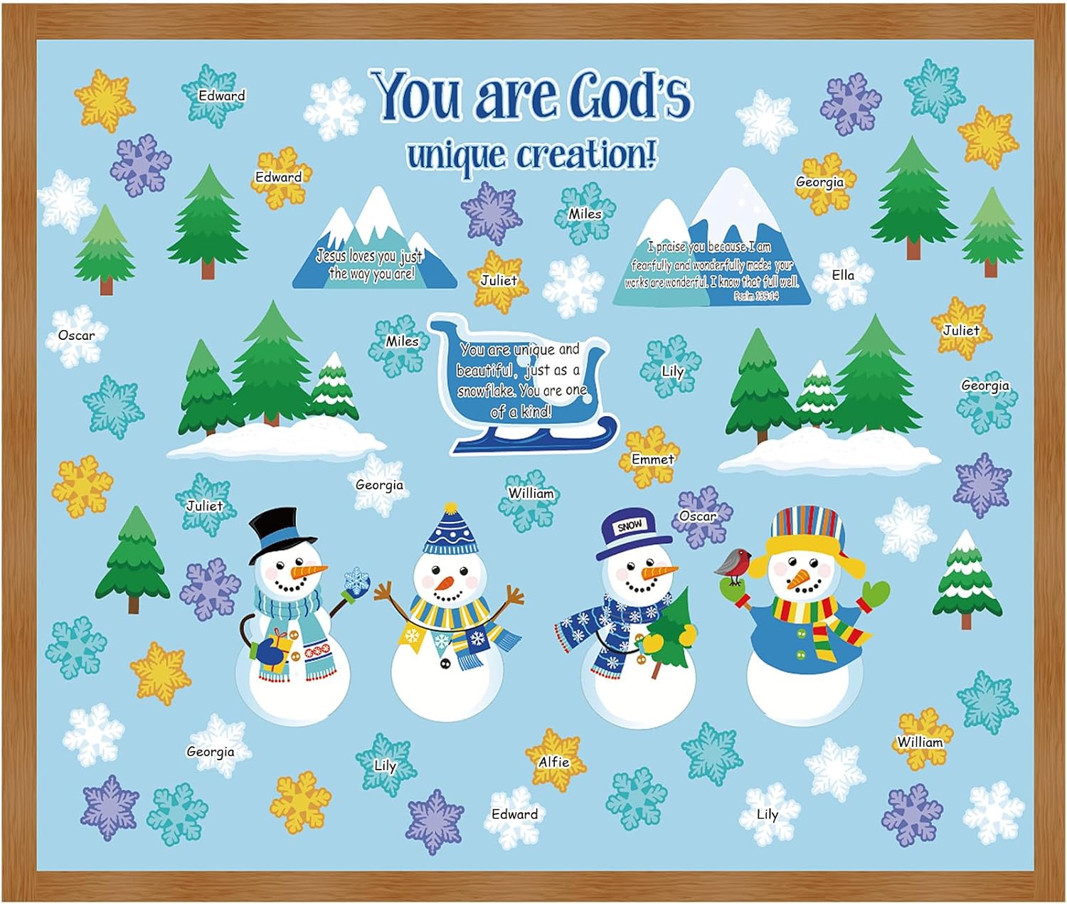 Jutom Schneemann-Pinnwand-Set Christlich – Winter-Deko Für Sonntagsschule & Kinderzimmer