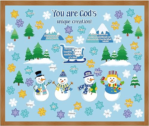 Jutom Juego de decoraciones de tablón de anuncios de invierno, recortes de tablón de anuncios cristianos de Navidad, Dios me hizo único, decoración disponible en Yaxa Costa Rica