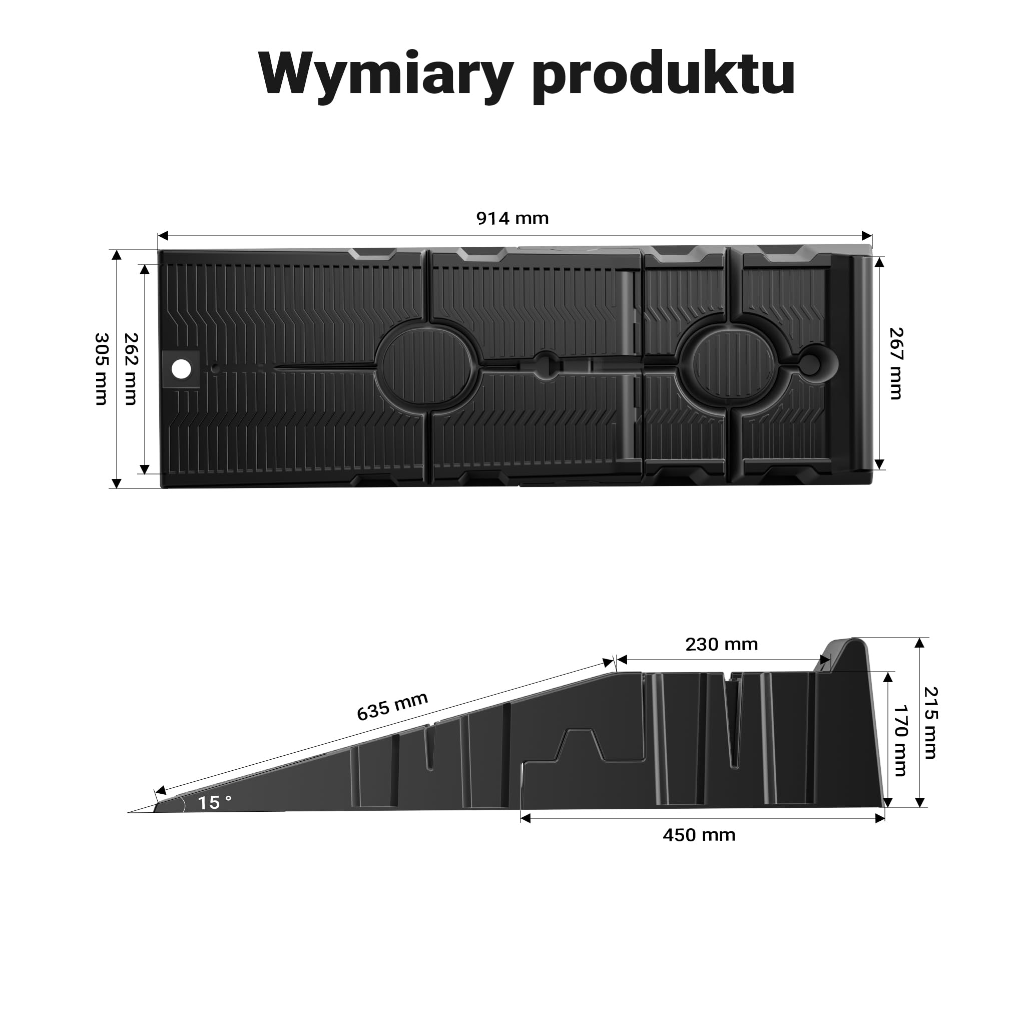 XPOtool dzielona rampa wjazdowa zestaw 2 wytrzymałych ramp samochodowych do 2,5 tony wykonanych z tworzywa sztucznego do samochodów osobowych