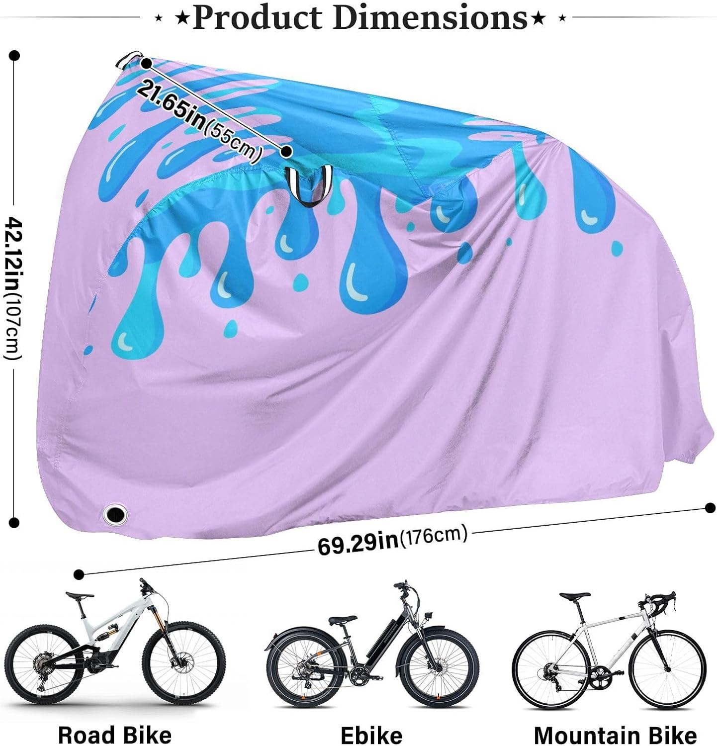 Blue Drip Design on Light Purple Covers for Bike Waterproof Mountain Bike Cover Bikes Accessories