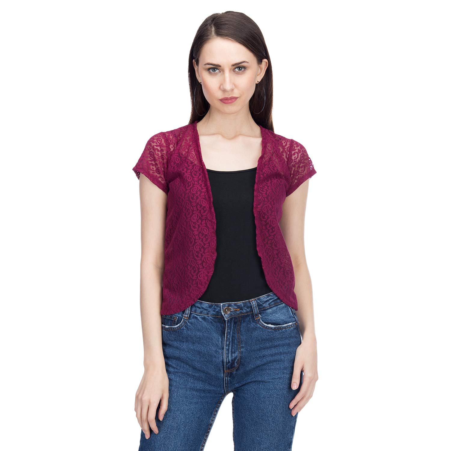 Women's Net Round Neck Shrug-image-12