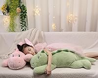 Vista 8 de XMV Peluche de dinosaurio con peso de 31 pulgadas y 5 libras, peluche grande con peso, lindo peluche suave para niños, regalos de peluche