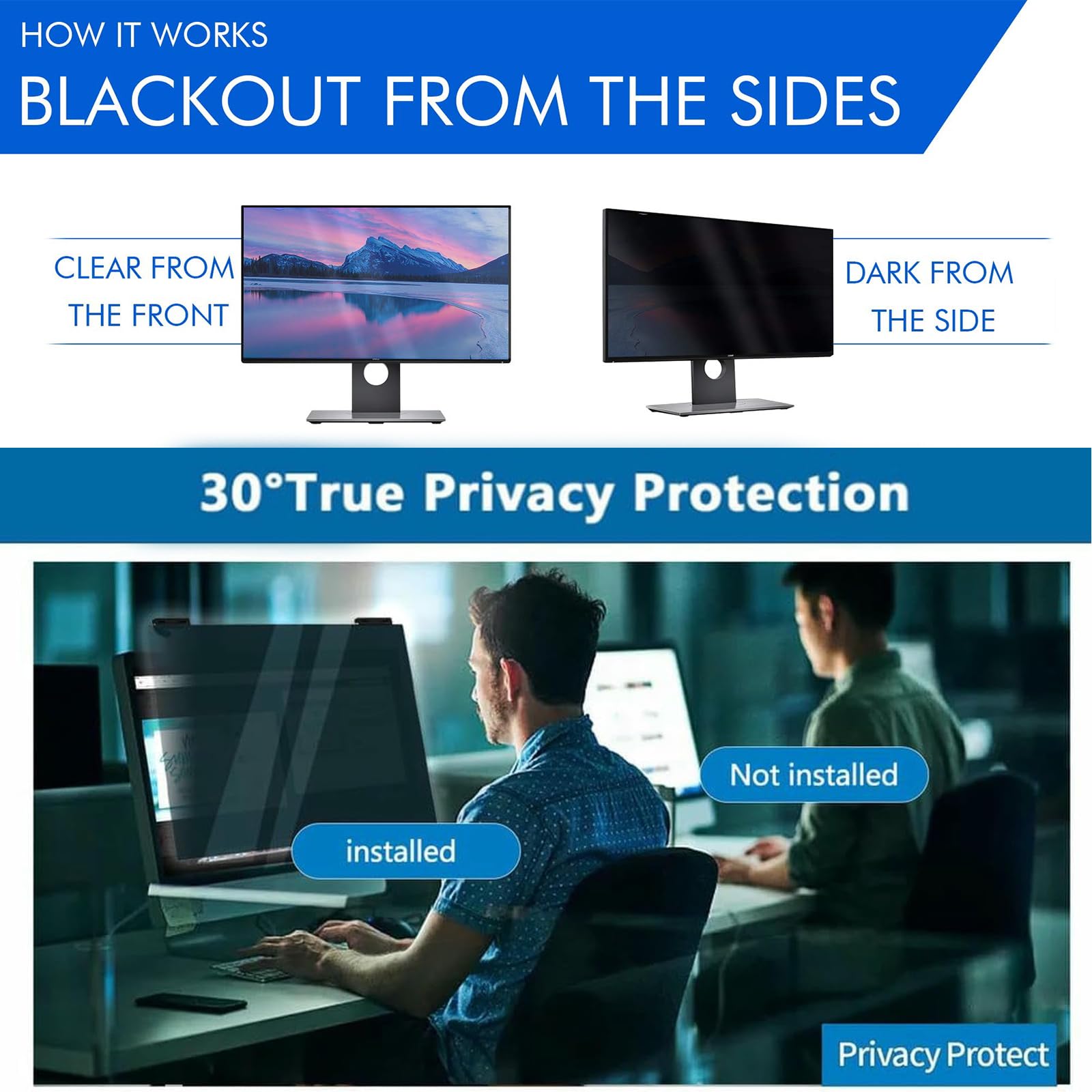 Filtro de Pantalla de privacidad magnético para computadora de 27/32 Pulgadas, con claridad 4K HD, protección Ocular extraíble Protector de Pantalla de computadora con luz antideslumbrante,32in