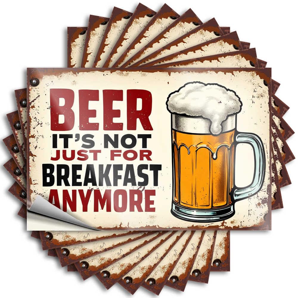 Fzfn Colour Home Bar Decor Door Decal - Beer: Not Just For Breakfast Anymore Coastal Durable Sticker Easy Apply For Birthday Decor(12X18cm)