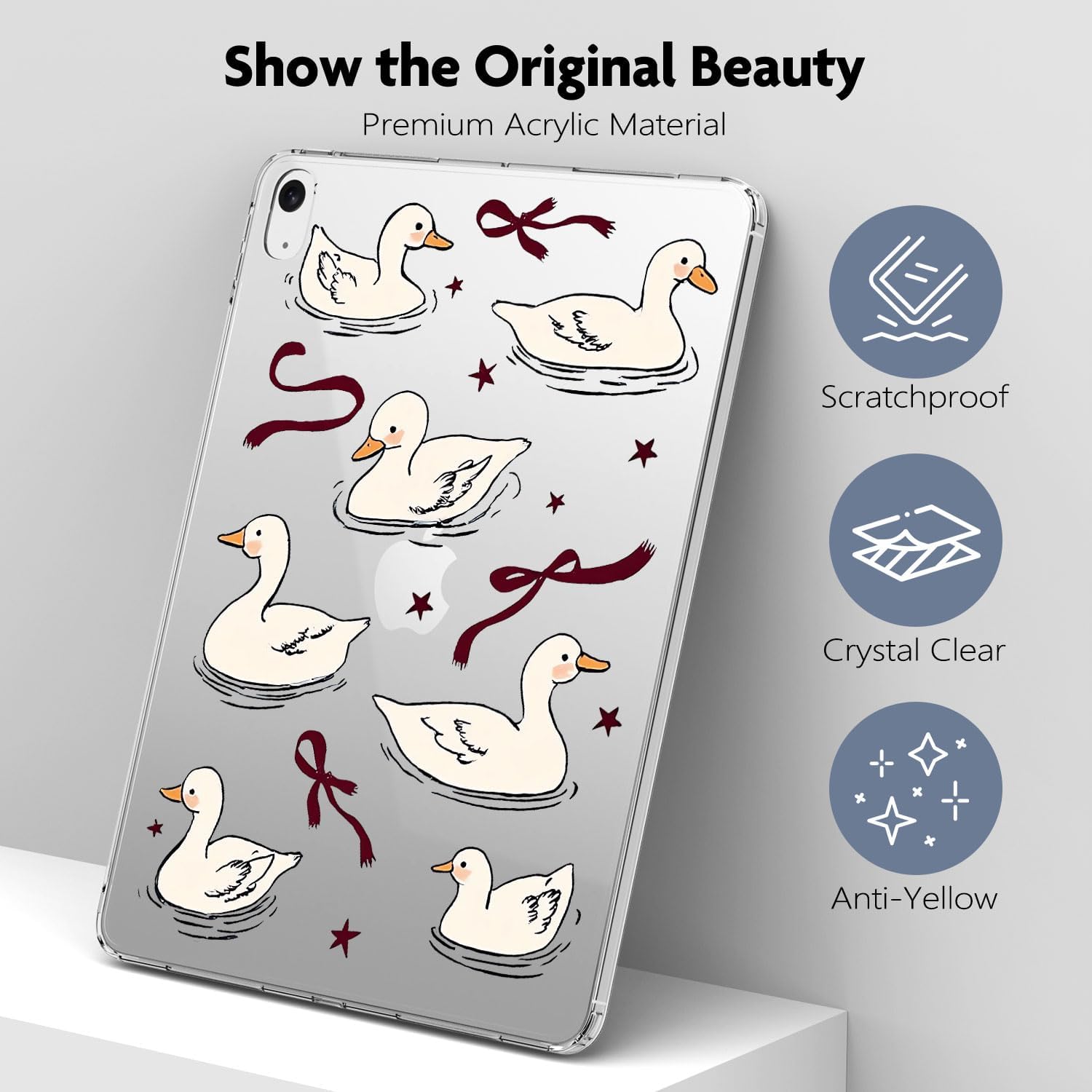 Kawaii Duck Case for iPad 10th Generation 2022 10.9"/ iPad (A16) 11th Gen 2025 11" Cute Animal Design Clear Protective Slim Tablet Cover Shockproof Transparent Hard Shell
