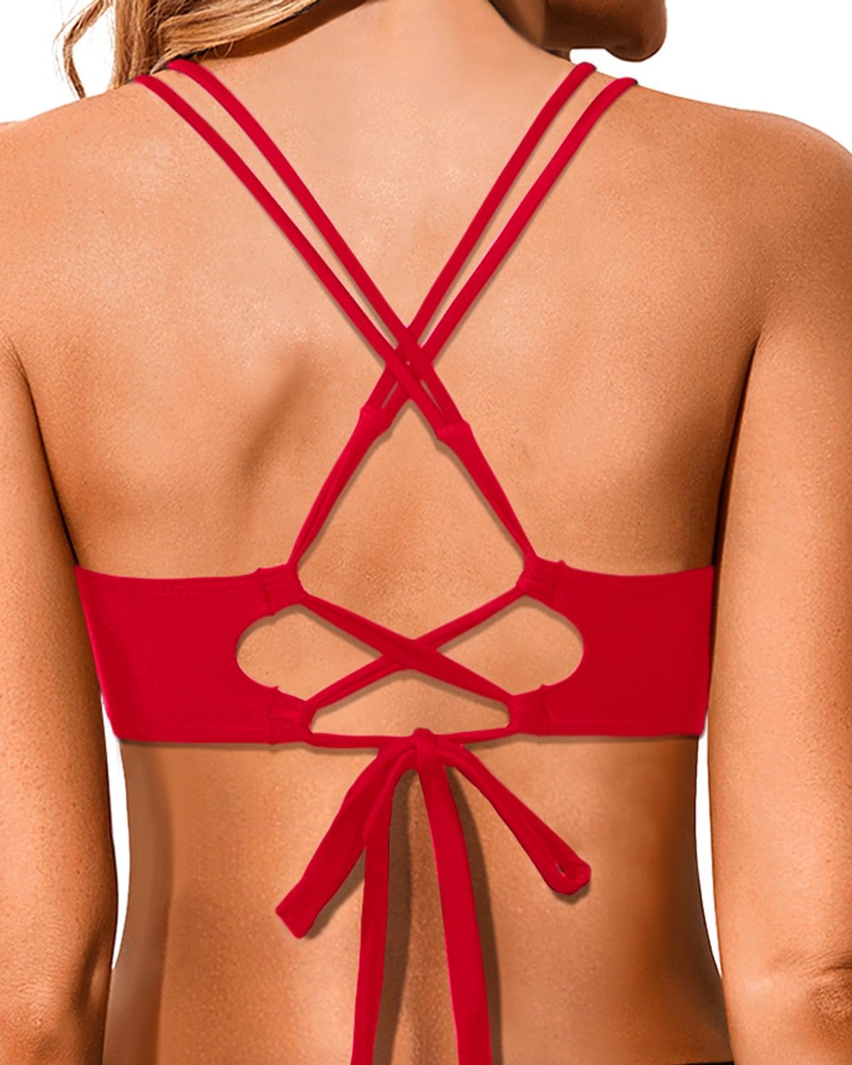 Holipick Women Black High Waisted Bikini Twist Front Swimsuits 2 Piece Lace Up Bikini top with Tummy Control Swims - Image 2