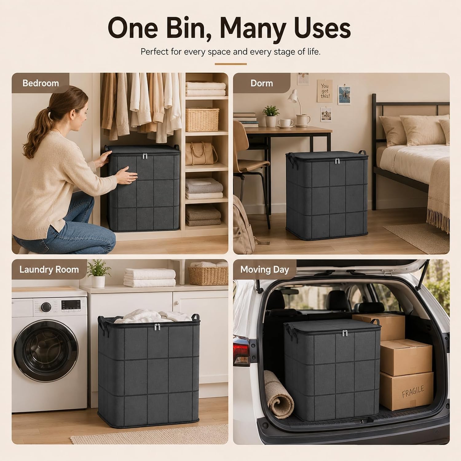 2er-Pack faltbare, tragbare und geräumige Umzugsboxen (150 l)