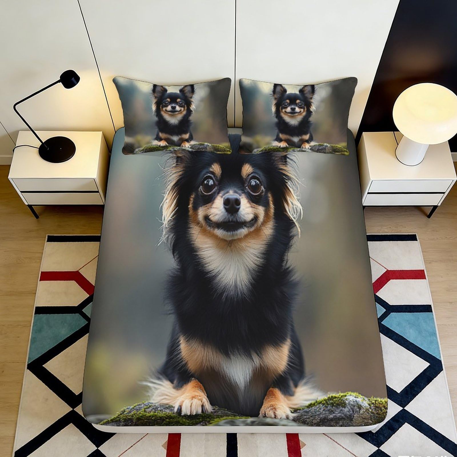 Pnayamiorkfel Style-9 3D Printed Cute Chihuahua Fitted Sheet Microfiber Soft Breathable Dog Bed Cover For Bedroom Dorm Mattress Decor 90X200x25cm