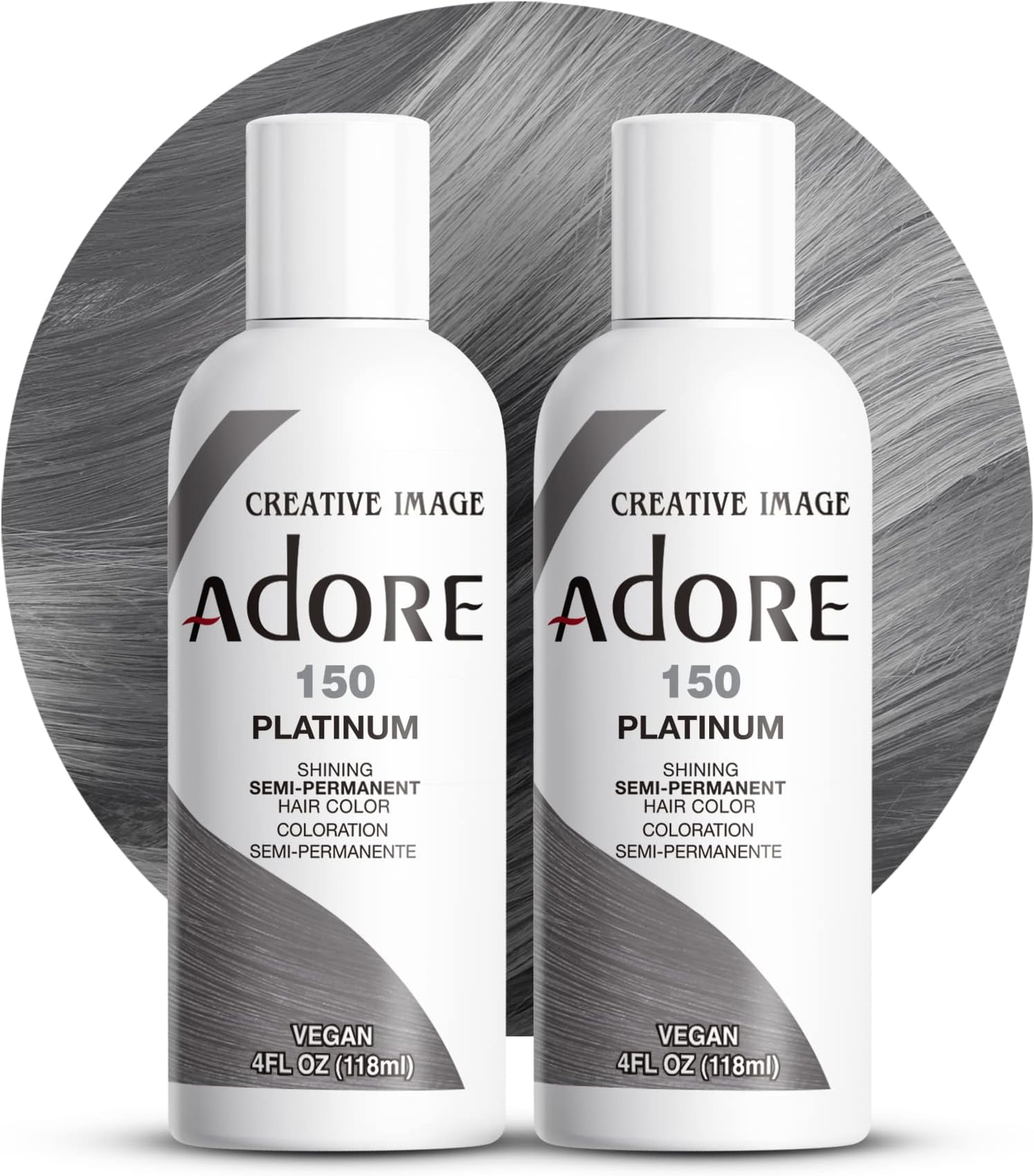 Adore Semi-Permanent Haircolor #150 Platinum 4 Ounce (118ml) (2 Pack)