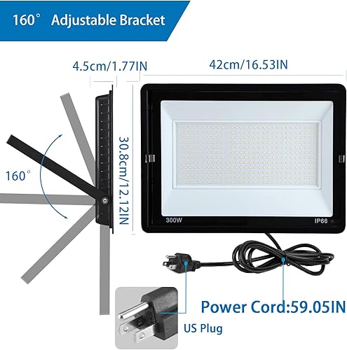 Miniatura 9 de SWORDFORCE Luz de inundación LED de 50 W para exteriores, luz de trabajo LED, reflector con enchufe IP66 impermeable, 6500 K, 2 unidades de luz de
