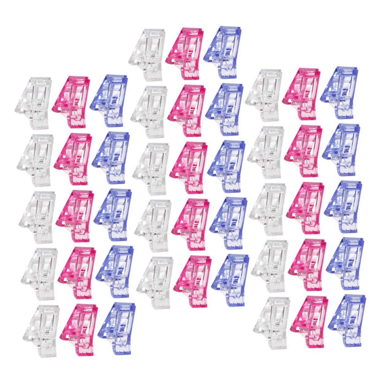KALLORY 60pcs Nail Clamps for DIY Manicure Pink and Blue Resin Nail Shaping Clips Forming Tool for Professional and Home Use