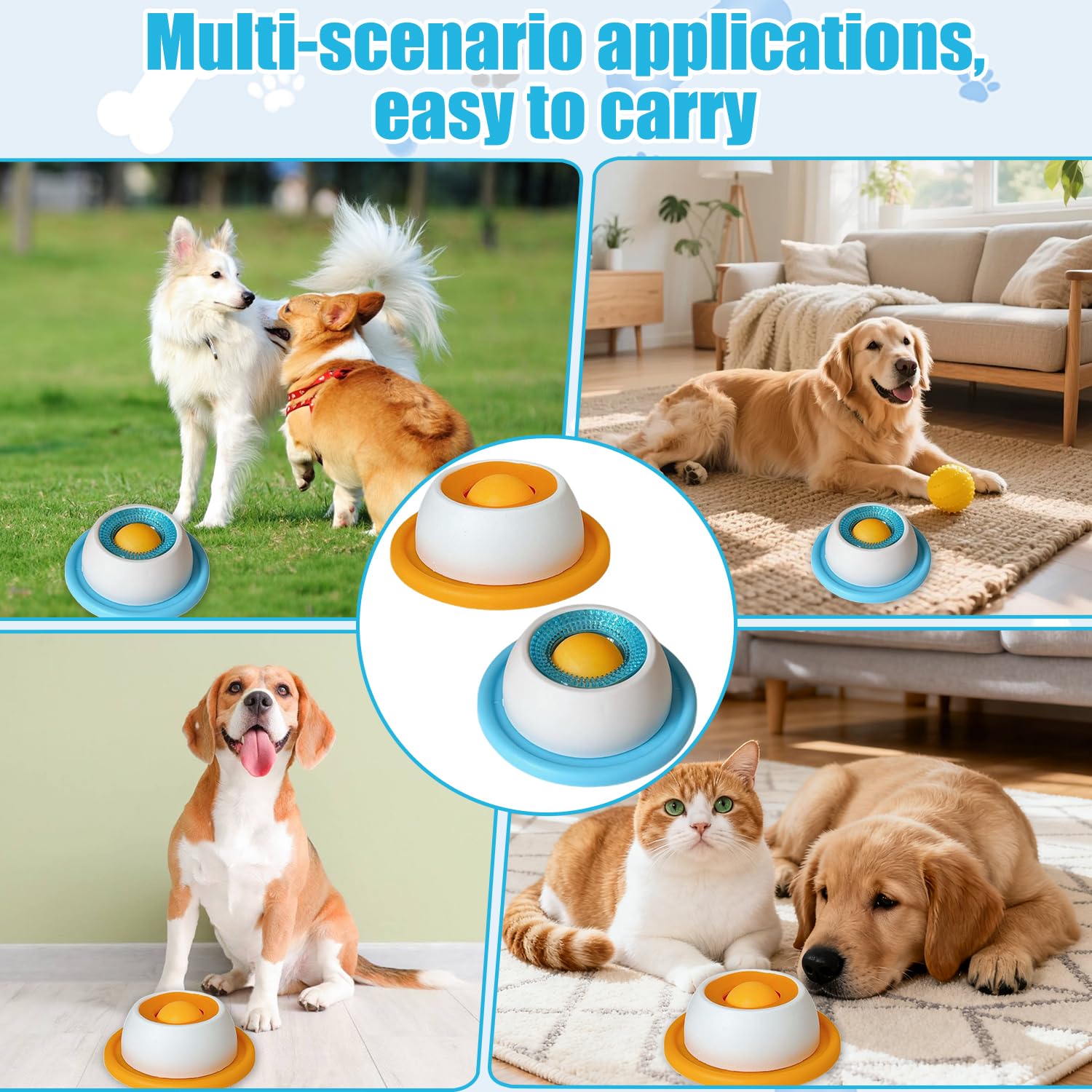 Lick Bowl per cani, 2PCS Dispenser per leccare la palla, Dog Lick Toy, Giocattoli per cani e gatti per cibo liquido, Ciotola da leccare per cani, Cane Slow Feeder Lick Bowl, per addestramento, alime