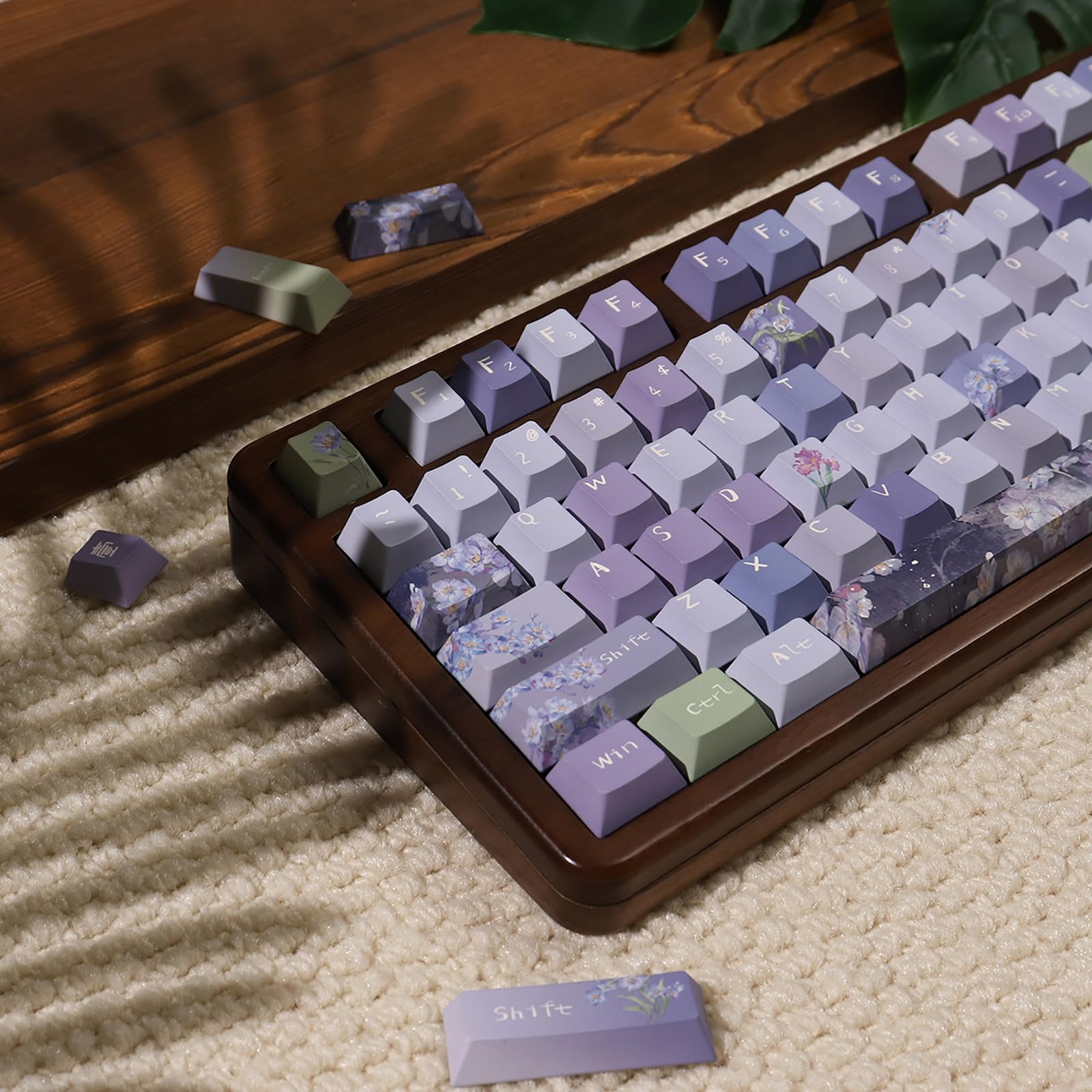 Lot de 152 touches personnalisées en polybutylène téréphtalate (PBT), profil de cerisier, violettes, pour clavier mécanique à commutateur Cherry MX, Gateron, Alice