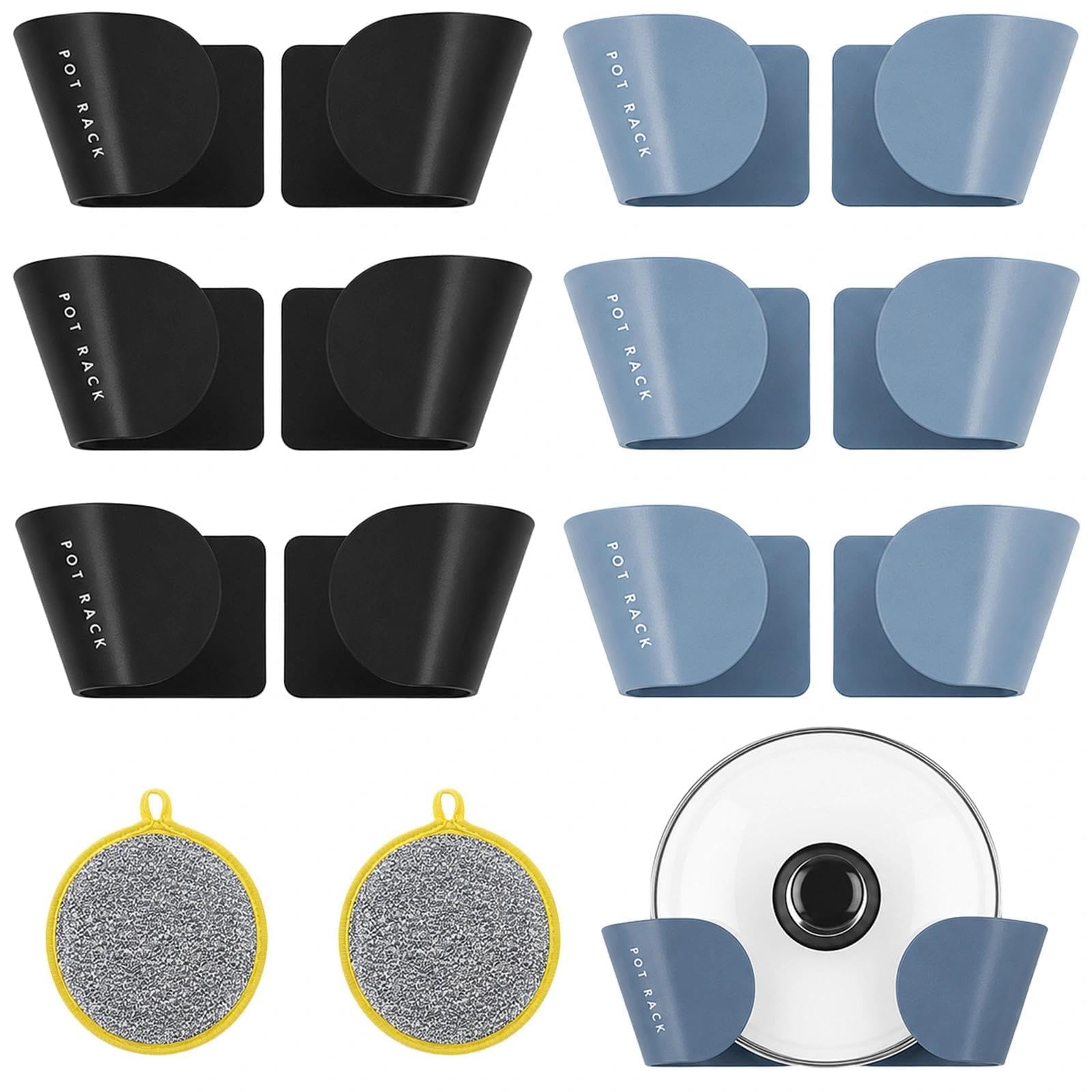 Soomuct 6 Pairs Pan Lid Holder, Wall Mounted Cupboard Organiser