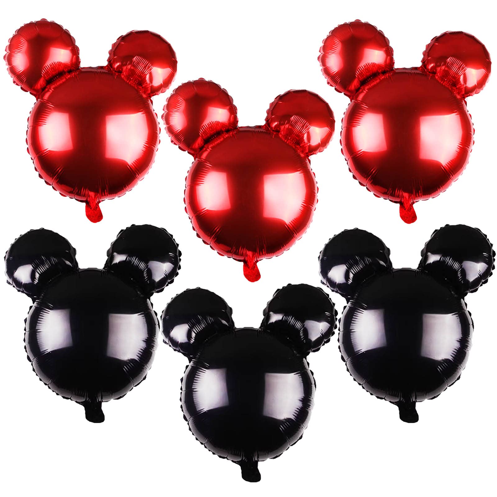 JOAOXOK Mouse Party Balloons,6 Pcs Punch Balloons For Baby Shower, Minnie Party,Girls Party Kids Birthday Theme Party Decoration Supplies,24" Black Red Aluminum Foil Balloons (Black Red Mouse)