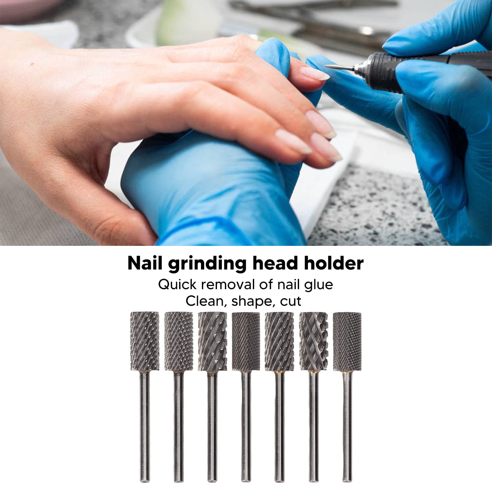 Set di Punte da Trapano da 7 Pezzi, Set di Punte da Trapano Per Unghie al Tungsteno, Punta da Trapano Per Lima Per Unghie a Cilindro, Punte Portatili Professionali Per La Rimozione del Gel Per Unghie