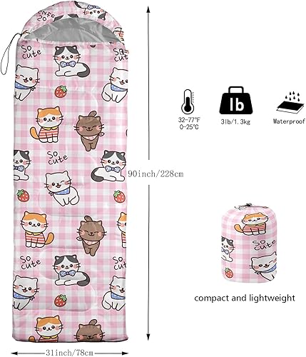 Miniatura 6 de BailiPromise Sacos de dormir para campamento, clima cálido y fresco de 3 estaciones, ligeros, impermeables para adultos y niños, viajes y