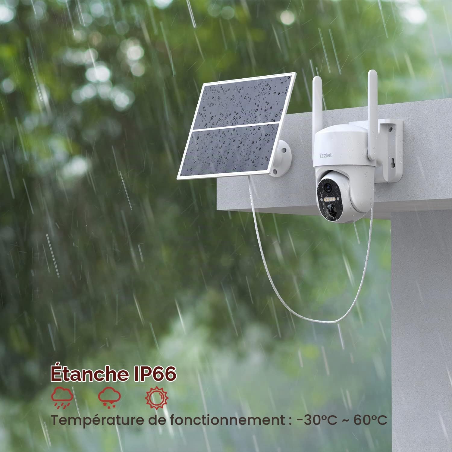 Camera 4G LTE de Surveillance avec Carte Sim et SD,Caméra Exterieur Solair sans WiFi,PIR Détection Humaine,2K Vision Nocturne,Audio Bidirectionnel,Étanche