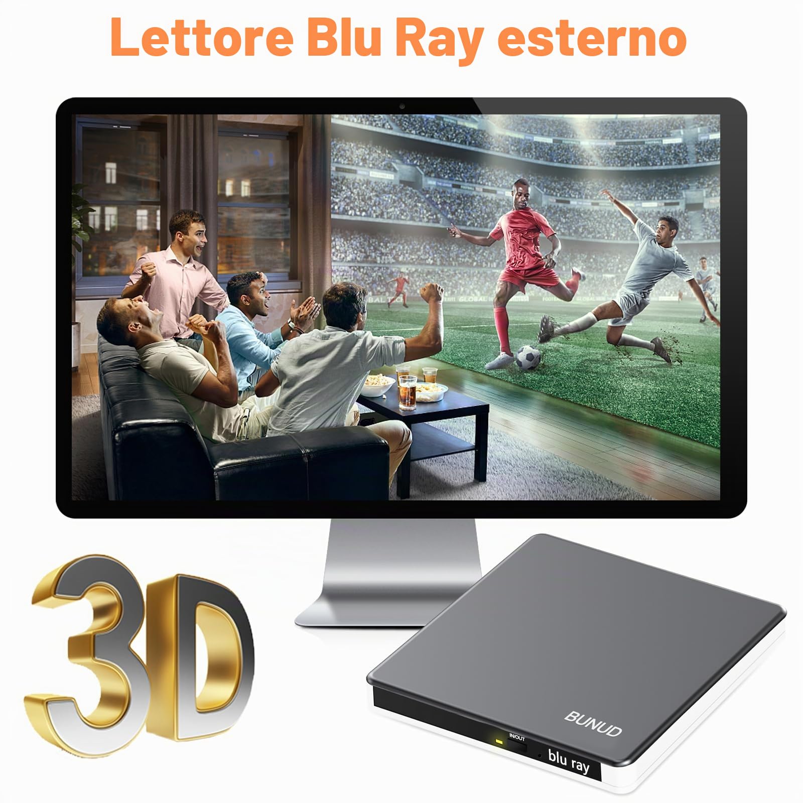 Blu-Ray Masterizzatore Writer CD DVD USB 3.0 & Type-C 2 slot USB & SD/TF, ottico 3D BD per PC Laptop Windows 11/10 Mac