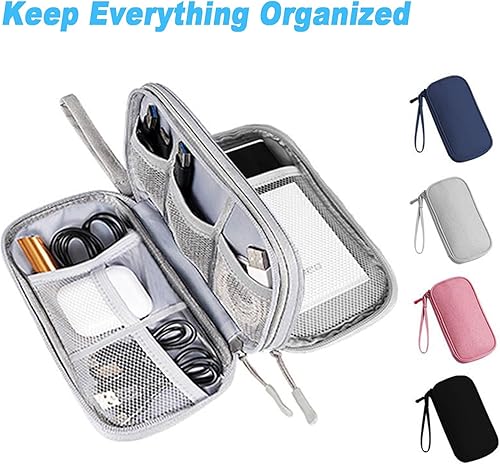 Miniatura 2 de Organizador electrónico, organizador de cables de viaje, bolsa de transporte para accesorios electrónicos, portátil, impermeable, doble capa, bolsa