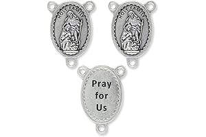 Pack of 3 - Holy Family/Pray for Us Rosary Center - 1 1/8" Silver Oxidized