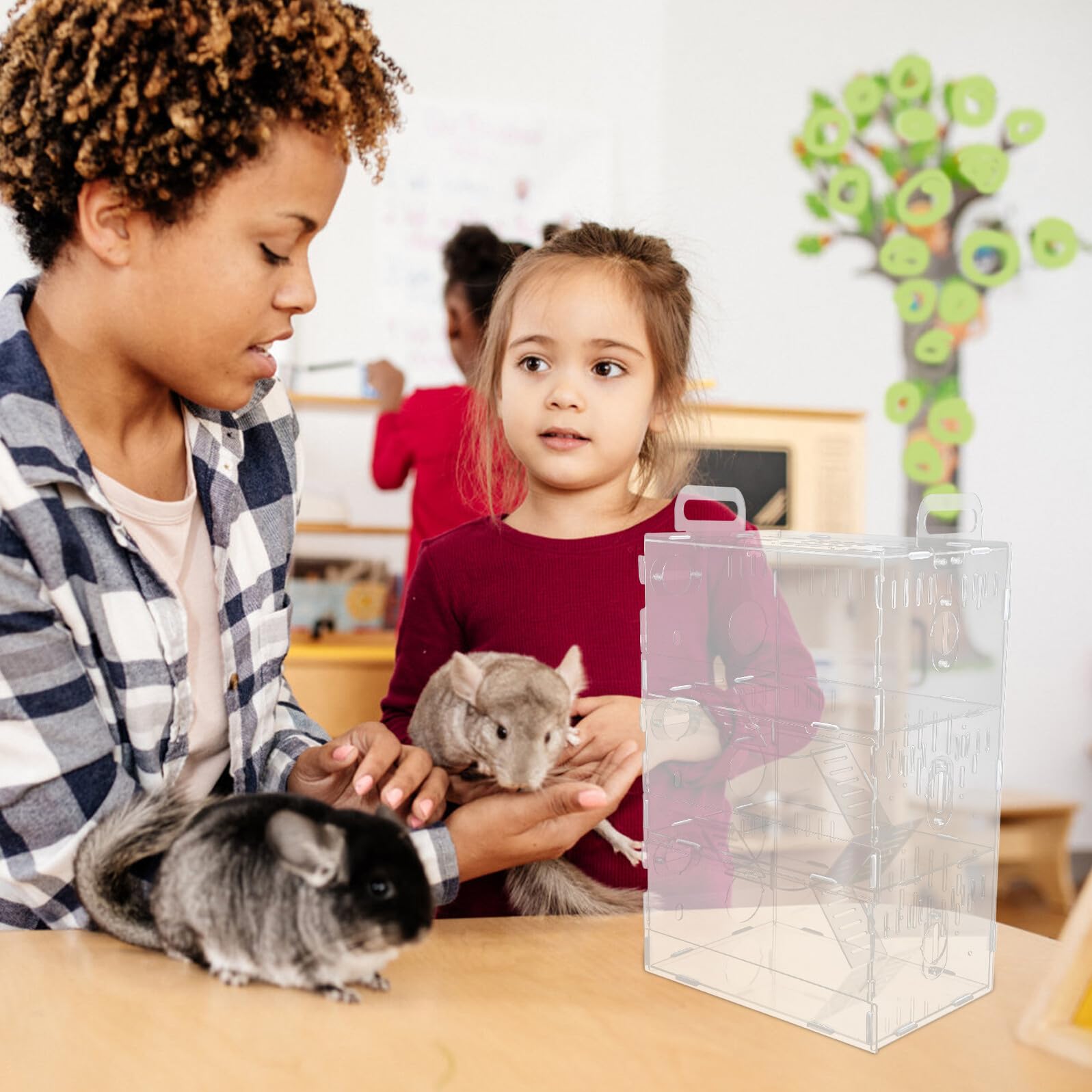 Gadpiparty Jaula para Hámster Pequeña de Acrílico Transparente Tipo Villa de 3 Niveles 30×20×45 CM Casita para Mascotas Pequeñas como Hámster Erizos y Chinchillas