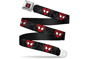 Spider-Man Heart Face/Web Black/Gray Seatbelt Belt