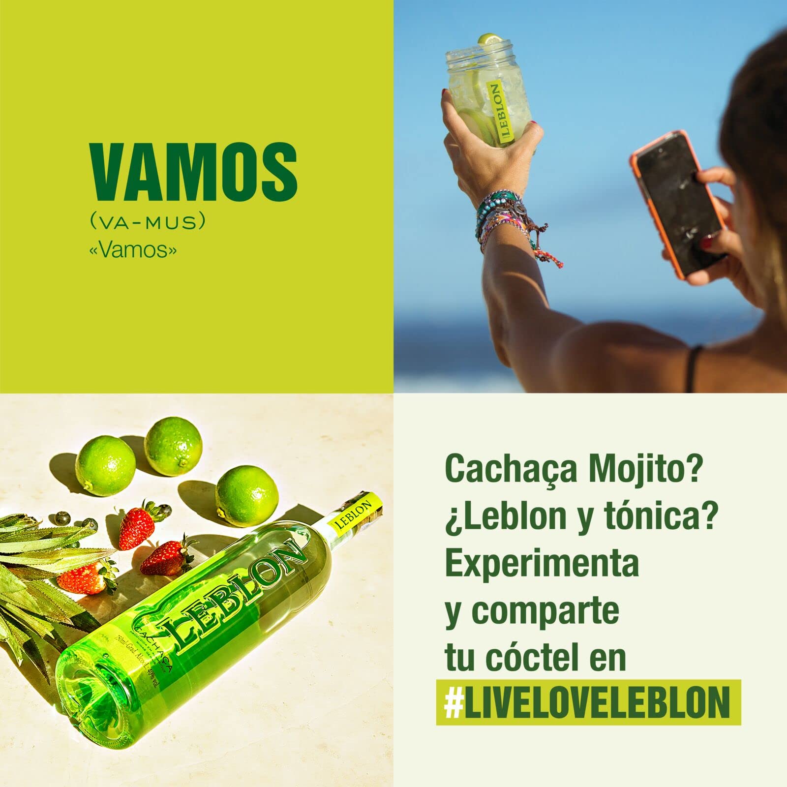 Leblon Cachaça, 40% vol., 70 cl / 700 ml, Cachaça elaborada con caña de azúcar prémium brasileña, destilada artesanalmente y madurada en barricas de coñac de roble francés