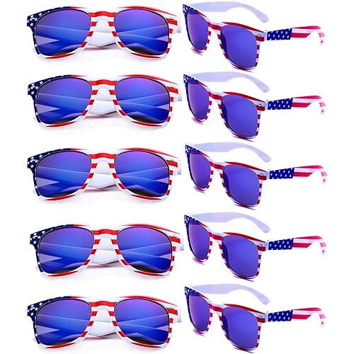 Fsmiling Bulk American Sunglasses USA Flag Sunglasses Patriotic Sunglasses-10Pack