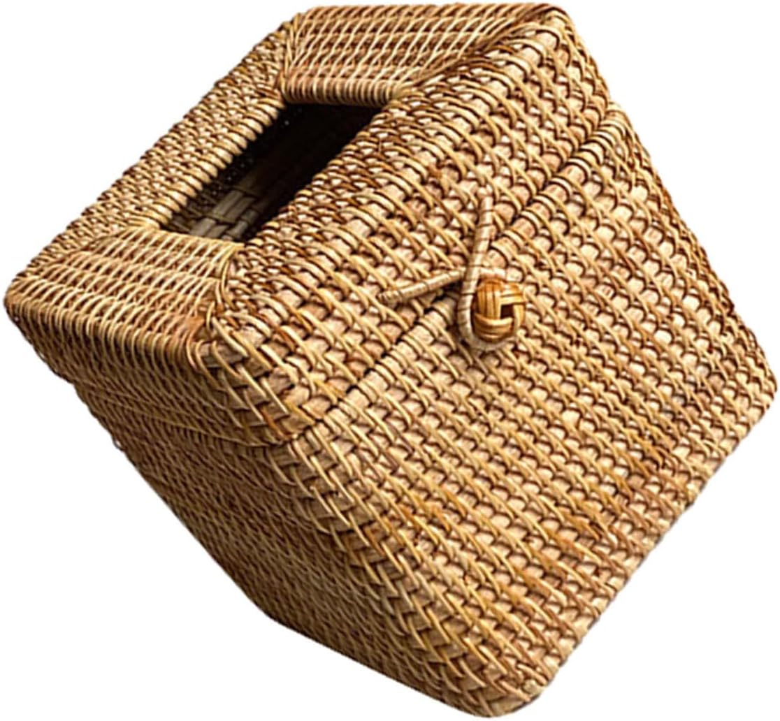 Square Rattan Tissue Box Hand Woven Holder for Napkins and Facial Tissues Unique Decorative Cover for Home Office and Cafes Stylish Woven Napkin Case