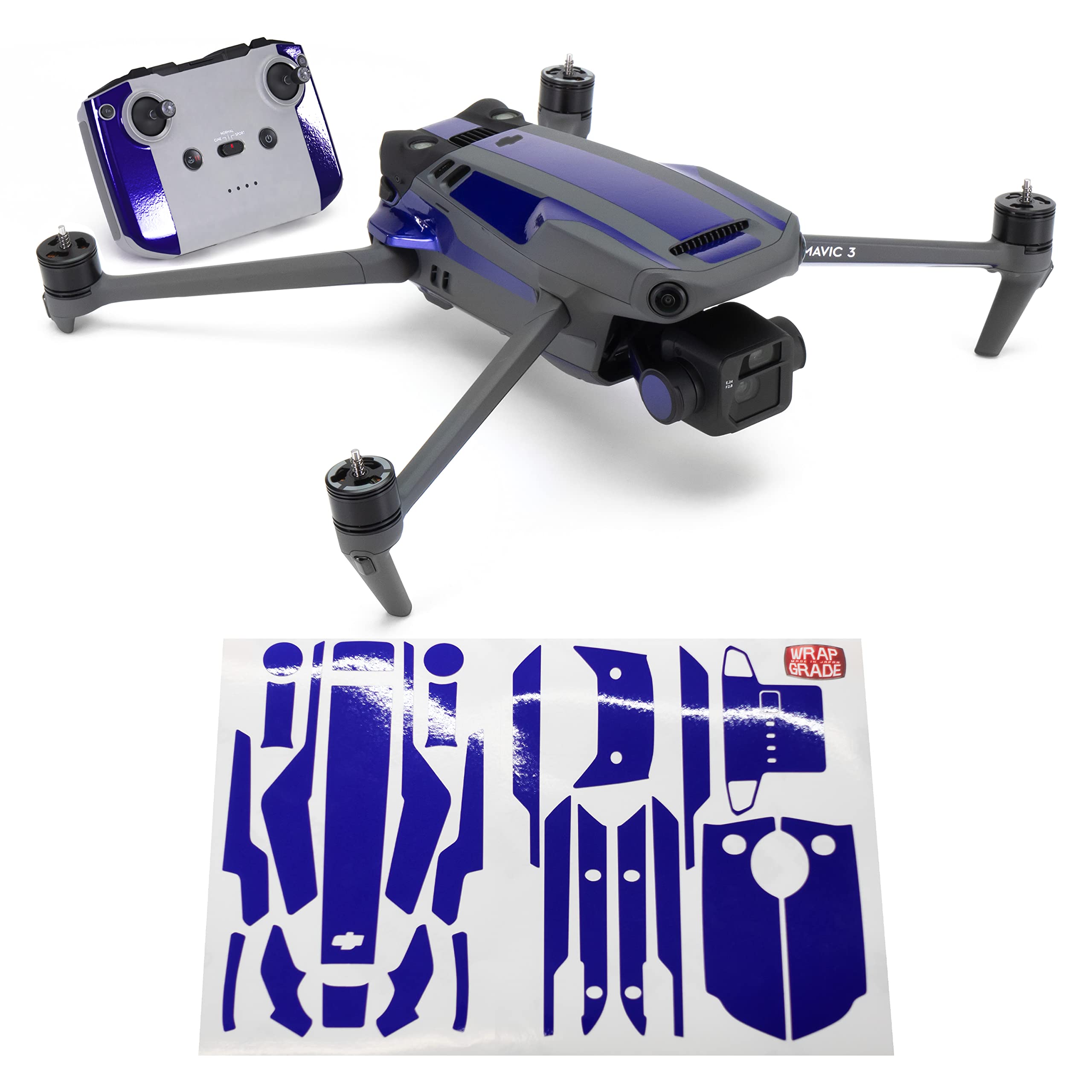 WRAPGRADE Partial Skin Stickers for DJI Mavic 3 / Mavic 3 Classic Accent Color (Stratosphere Blue)