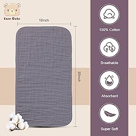Ease Cubs Muslin Burp Cloths Large 100% Cotton Hand Washcloths for Boys & Girls, Baby Essentials Extra Absorbent and Soft Burping Rags for Newborn Registry (Grey, 12-Pack, 20 X10)