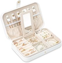 V-Lafuy Jewelry Travel Organizer, Travel Jewelry Case Travel Jewelry Organizer Travel Jewelry Boxes for Women Portable Jewelry Case Travel, White A