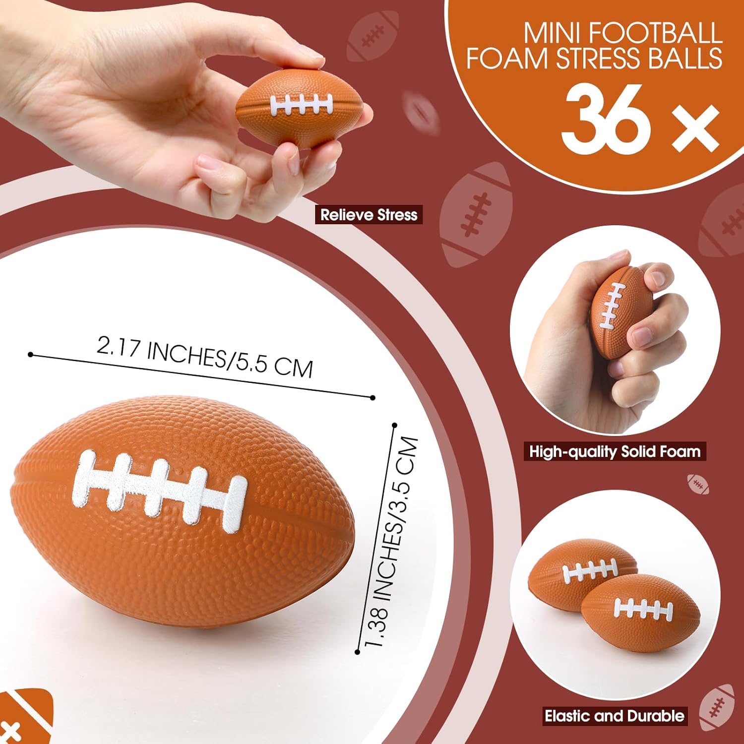 36 Sets Football Gifts Bulk Mini Sport Stress Balls Bracelets with Cards for Football Themed Team Gifts for Carnival Birthday Party Favors