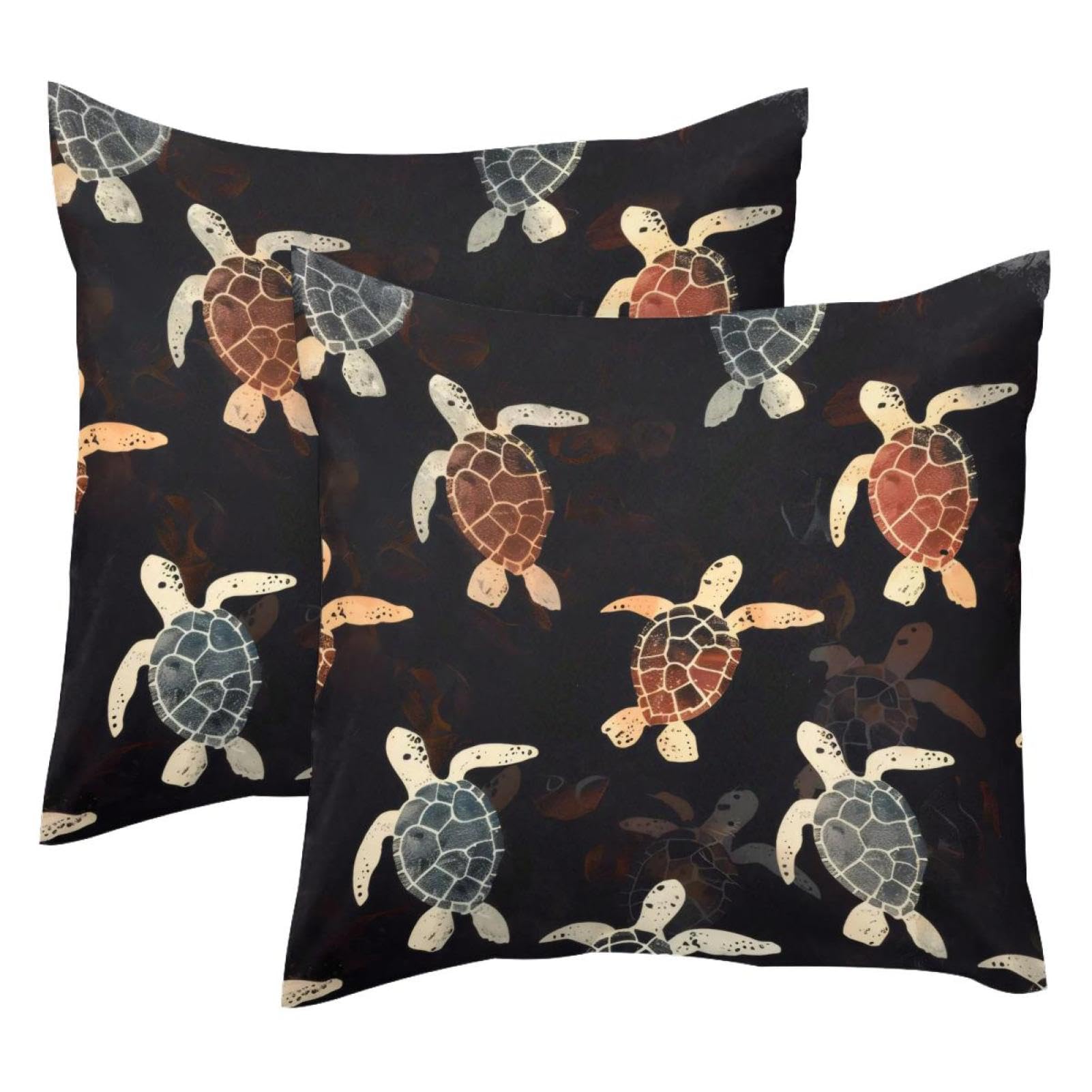 Housse de coussin tortue de mer en velours pour canapé de salon bord de mer, 50x50cm