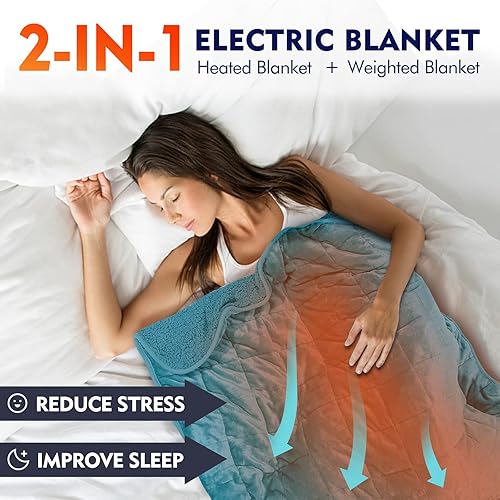 Miniatura 3 de DAILYLIFE Manta térmica con peso, manta eléctrica para adultos, tamaño individual de 48 x 72 pulgadas, manta térmica pesada con cuentas de vidrio de