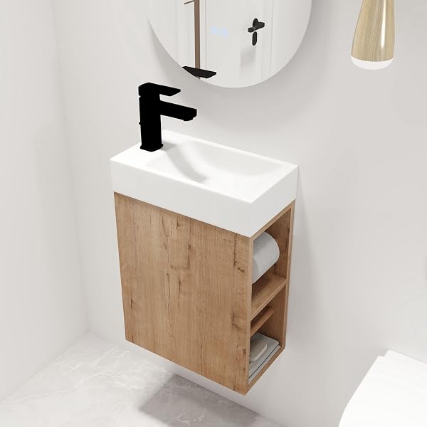 Malwee 16in Floating Bathroom Vanity with Resin Sink