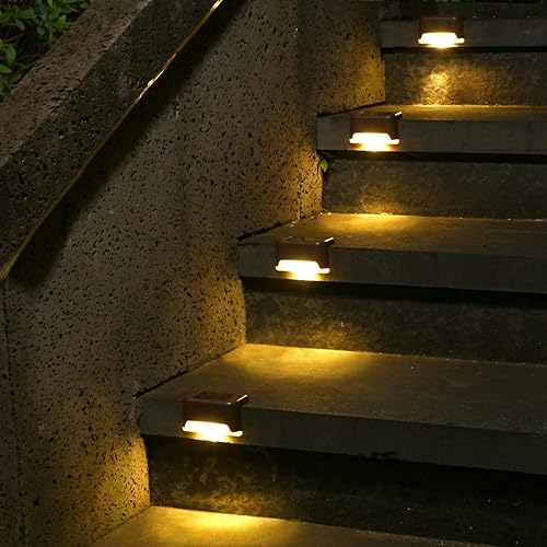 Miniatura 13 de SOLPEX - Juego de 16 luces solares para cercas al aire libre, luces impermeables LED para escalones solares para escaleras al aire libre, terraza,