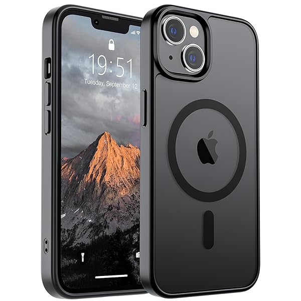 SUPFINE Magnetic for iPhone 15 Plus Case & iPhone 14 Plus Case(Compatible with MagSafe)(Military Grade Drop Protection) Translucent Shockproof Phone Cover,Black